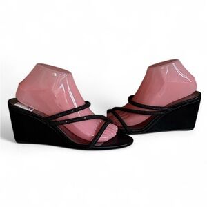 💰BOGO FREE London Fog Vegan Leather Wedge Sandals 8.5 Wide